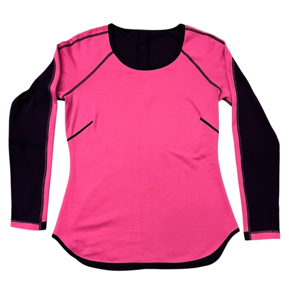 Lululemon Reversible Runder Under Long Sleeve Black Swan / Raspberry Glo Light - Picture 2 of 7